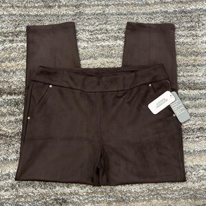 Allison Daley Faux Suede Skinny Jeggings Sz Large NWT | Brown Pull-On Jeggings-
